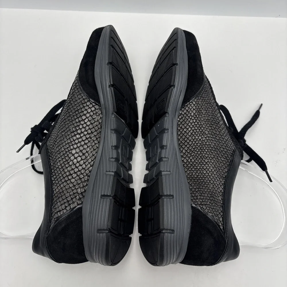 Mephisto Yael Runoff Air Jet System Walking Shoe Sneaker Black Leather Suede 7.5